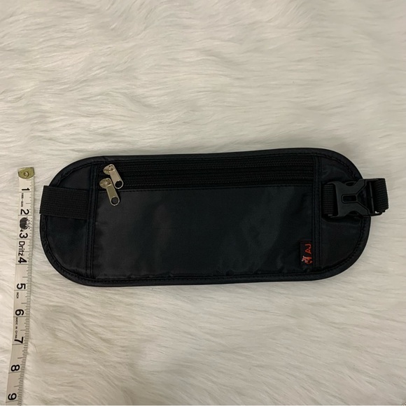 Black Crossbody Travel Canvas Anti-theft Slim Hidden Fanny Pack Wallet Bag - Picture 7 of 11